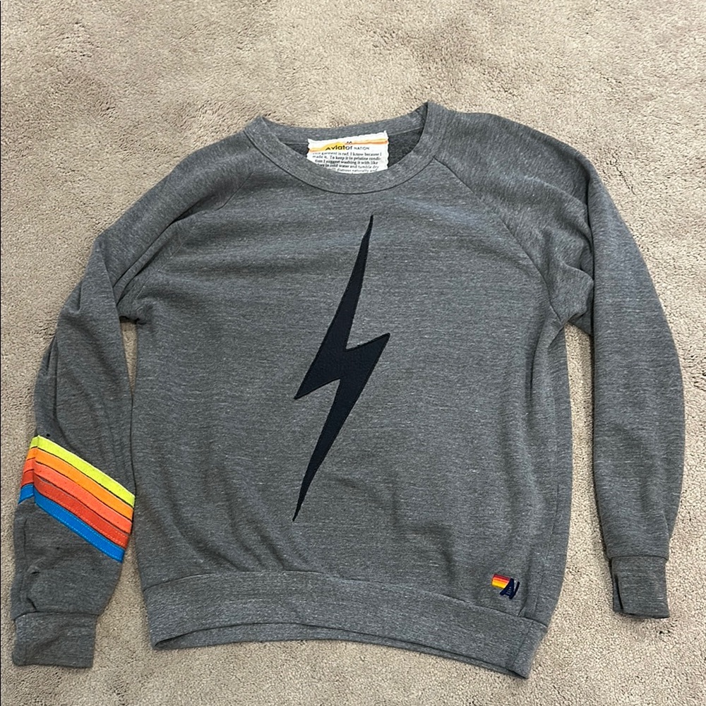 Gray Lightning Bolt Sweater